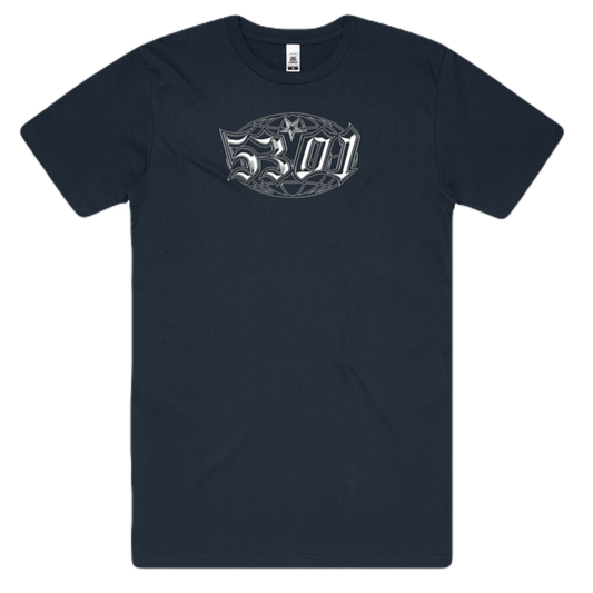 5301 CLT Globe Logo T-Shirt Navy-Black Sheep Skate Shop