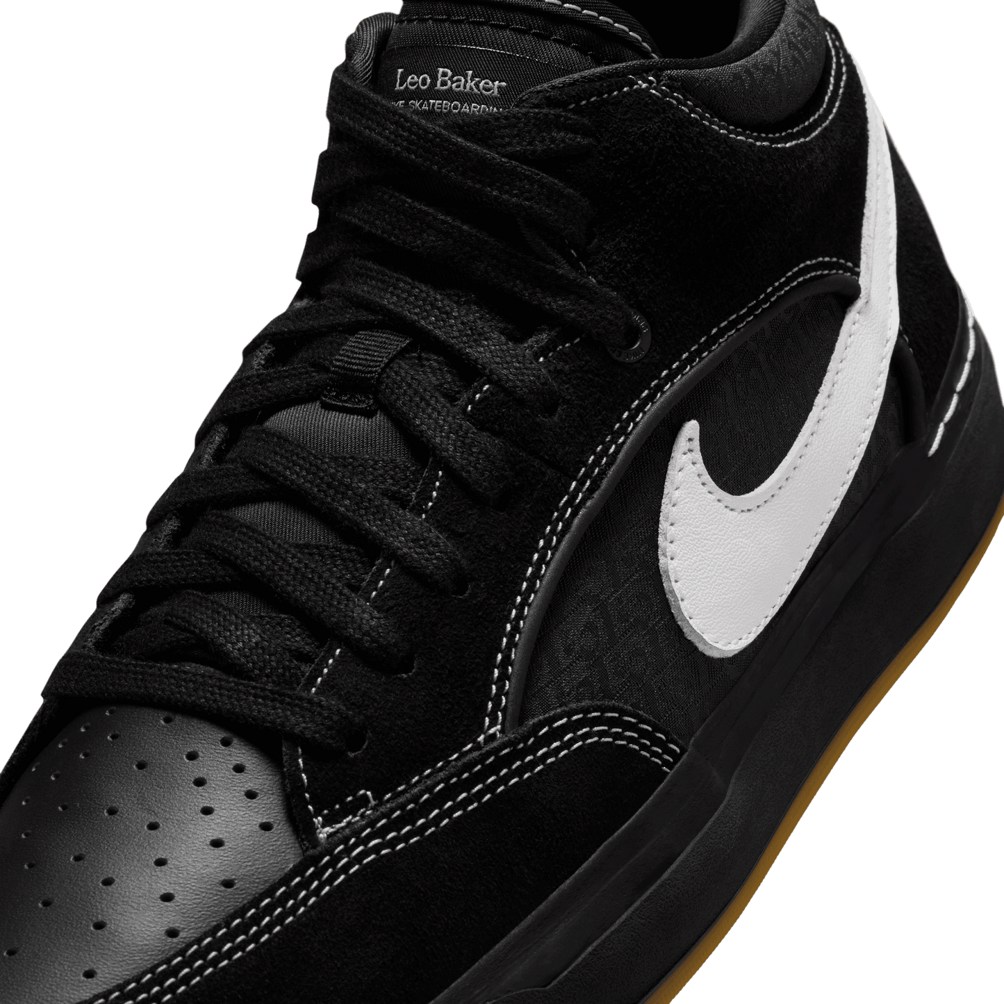 Nike SB React Leo Baker Skate Shoe Black - White - Gum - Light Brown