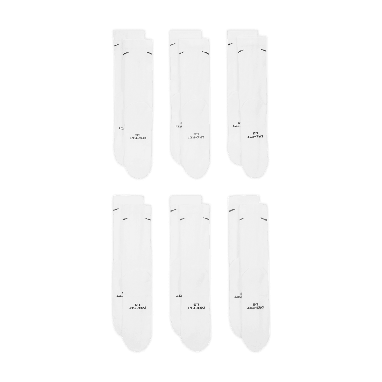 Nike Everyday Elevated Crew Socks 6-Pack White