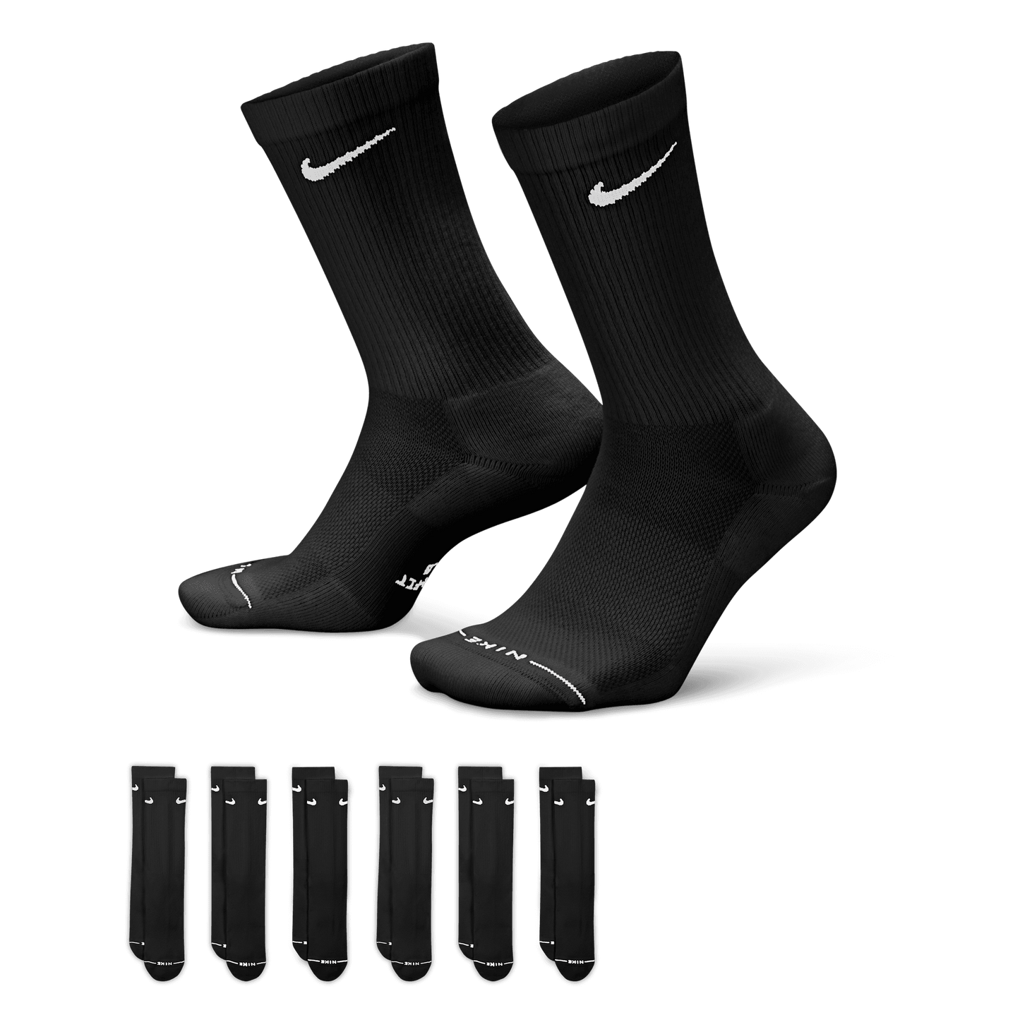 Nike Everyday Elevated Crew Socks 6-Pack Black
