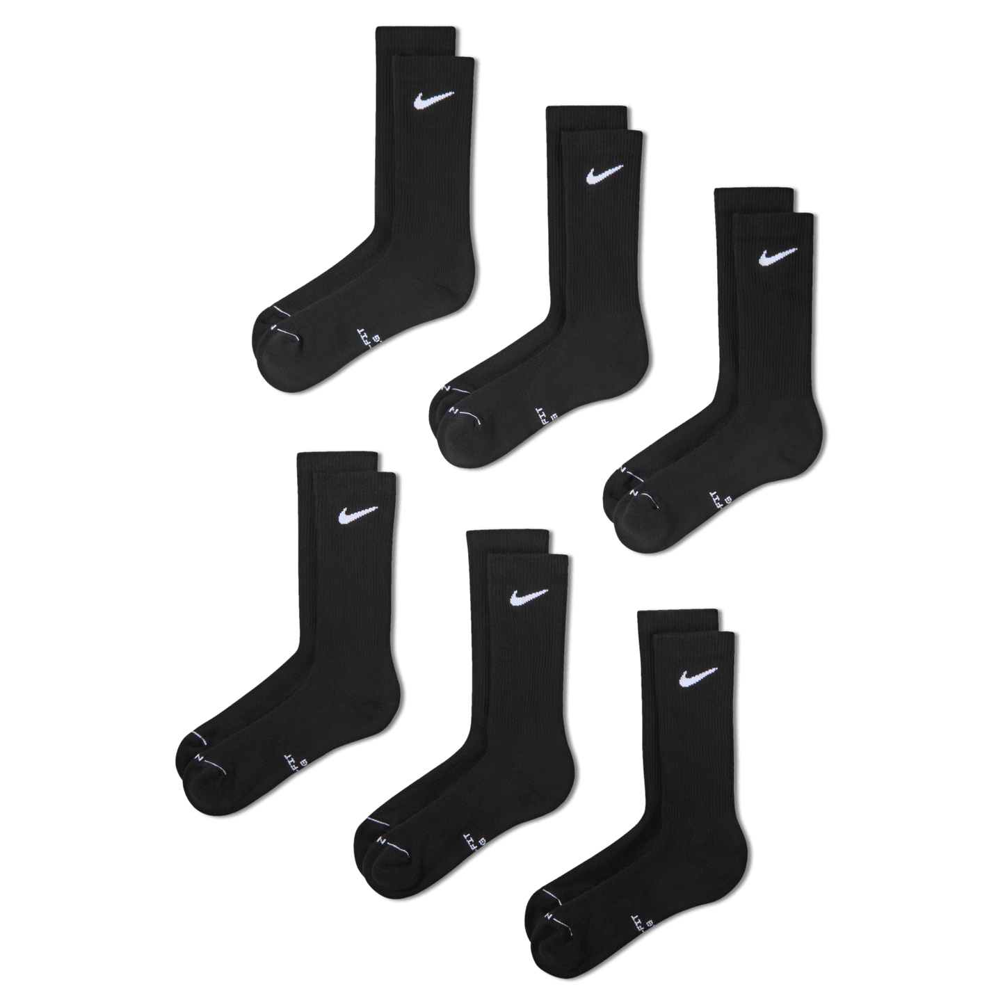 Nike Everyday Elevated Crew Socks 6-Pack Black
