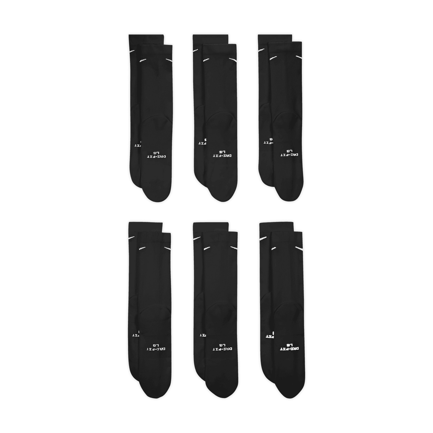 Nike Everyday Elevated Crew Socks 6-Pack Black