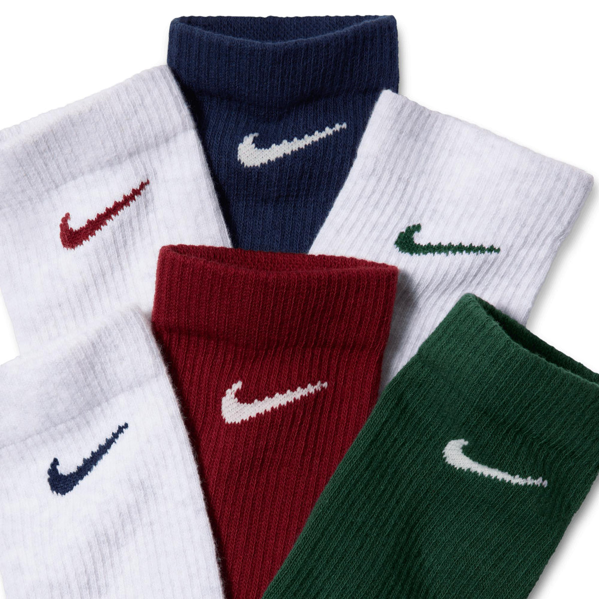 Nike Everyday Elevated Crew Socks 6-Pack Grey - Navy - Green - Maroon