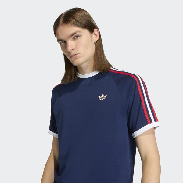 Adidas 3 Stripes Tee Dark Blue - White - Red-Black Sheep Skate Shop