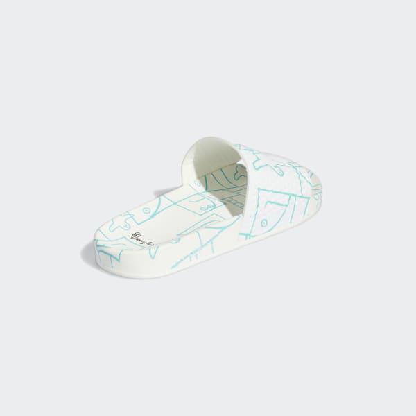 Adidas Mark Gonzales Allover Print Shmoofoil Slides Cloud White - Semi Mint  Rush - Core Black