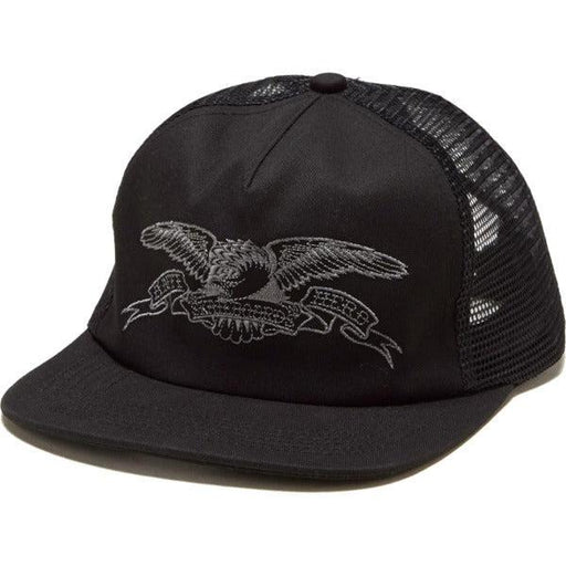 Anti Hero Basic Eagle Embroidered Trucker Snapback Hat Black - Silver-Black Sheep Skate Shop