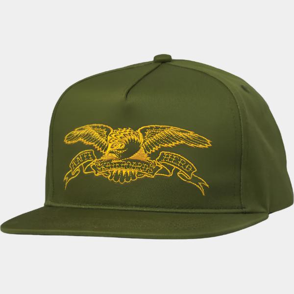 Anti Hero Basic Eagle Snapback Hat Olive - Yellow-Black Sheep Skate Shop