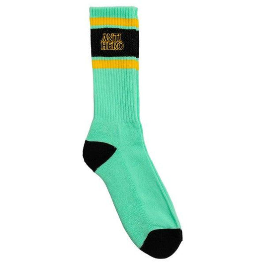 Anti Hero Black Hero Outline Embroidered Socks Sea Foam Green - Yellow - Black-Black Sheep Skate Shop