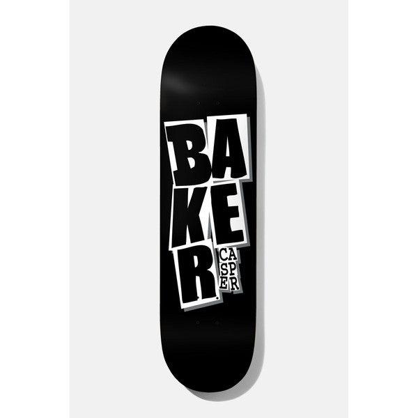 Baker Skateboards Casper Brooker Stacked Logo Deck 8.5" Black-Black Sheep Skate Shop