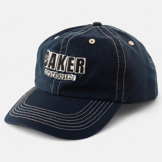 Baker Skateboards Classic Logo Dad Snapback Hat Navy - White-Black Sheep Skate Shop