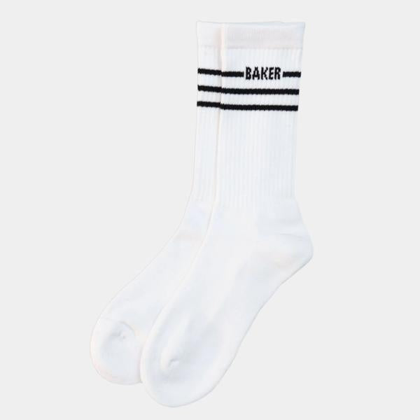 Baker Skateboards Mini Stripe Socks White - Black-Black Sheep Skate Shop
