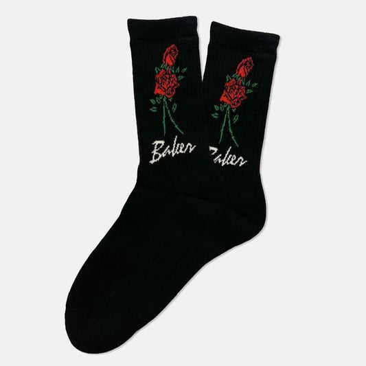 Baker Skateboards Roses Crew Socks Black-Black Sheep Skate Shop