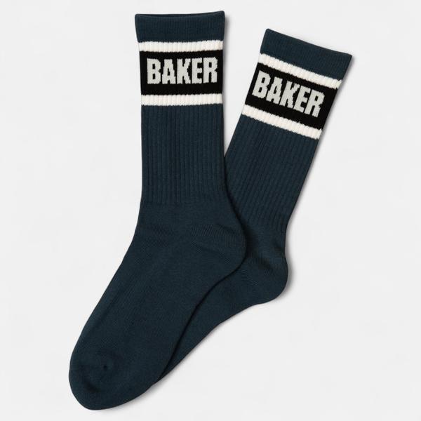 Baker Skateboards StripedCrew Socks Navy-Black Sheep Skate Shop