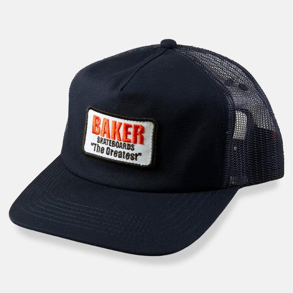 Baker Skateboards The Greatest Trucker Snapback Hat Navy-Black Sheep Skate Shop