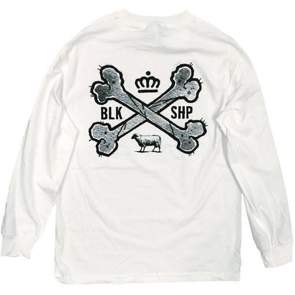 Black Sheep Bones Long Sleeve Tee White-Black Sheep Skate Shop