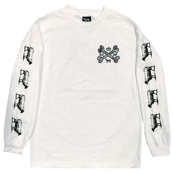 Black Sheep Bones Long Sleeve Tee White-Black Sheep Skate Shop