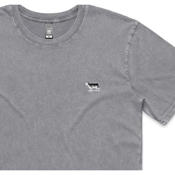 Black Sheep Embroidered Icon Tee Faded Ash Stone Wash-Black Sheep Skate Shop