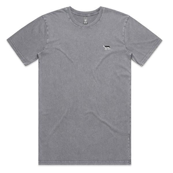 Black Sheep Embroidered Icon Tee Faded Ash Stone Wash-Black Sheep Skate Shop