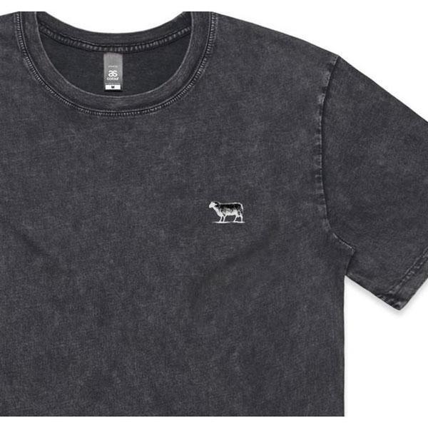 Black Sheep Embroidered Icon Tee Faded Black Stone Wash-Black Sheep Skate Shop