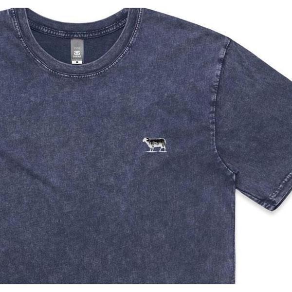 Black Sheep Embroidered Icon Tee Faded Blue Stone Wash-Black Sheep Skate Shop