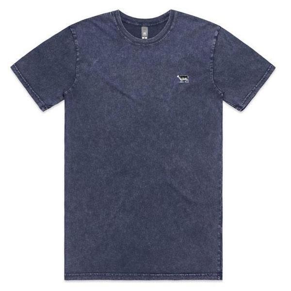 Black Sheep Embroidered Icon Tee Faded Blue Stone Wash-Black Sheep Skate Shop