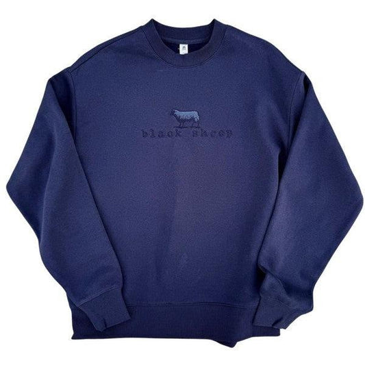 Black Sheep Embroidered OG Logo Heavy Weight Crewneck Sweatshirt Midnight Blue-Black Sheep Skate Shop