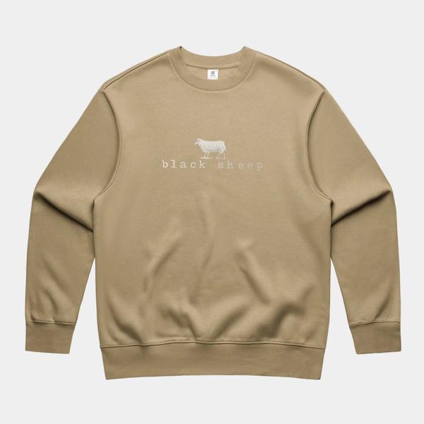 Black Sheep Embroidered OG Logo Heavy Weight Crewneck Sweatshirt Sand-Black Sheep Skate Shop