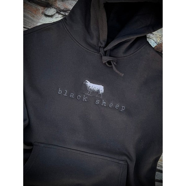 Black Sheep Embroidered OG Logo Heavy Weight Hooded Sweatshirt Black-Black Sheep Skate Shop