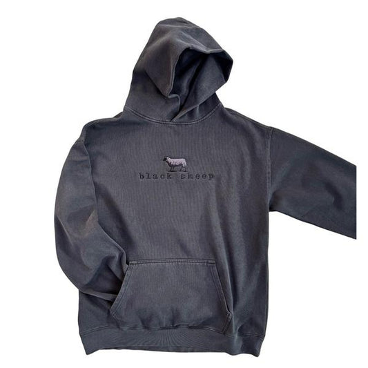 Black Sheep Embroidered OG Logo Relax Hooded Sweatshirt Faded Black-Black Sheep Skate Shop