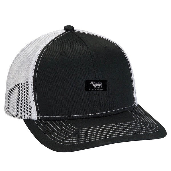 Black Sheep Icon Label Mesh Trucker Hat Black - White-Black Sheep Skate Shop