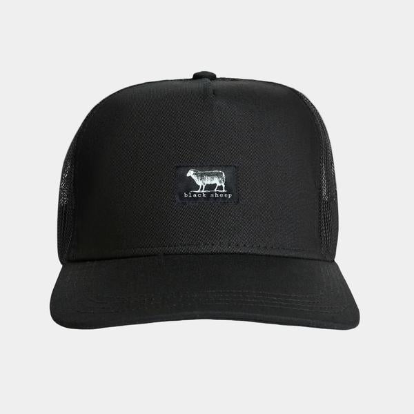 Black Sheep Icon Label Mesh Trucker Hat Blackout-Black Sheep Skate Shop