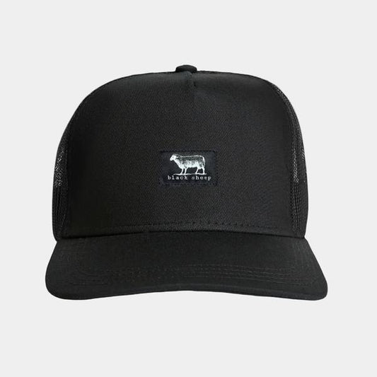 Black Sheep Icon Label Mesh Trucker Hat Blackout-Black Sheep Skate Shop