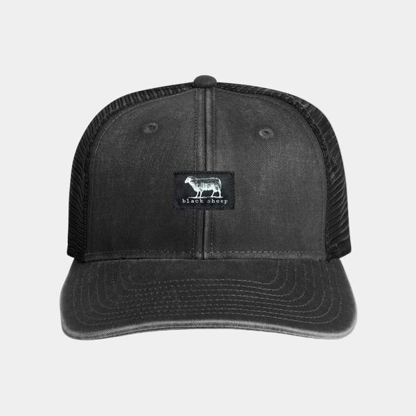 Black Sheep Icon Label Mesh Trucker Hat Faded Black-Black Sheep Skate Shop