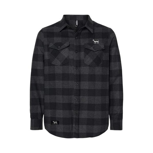 Black Sheep Icon Logo Flannel Shirt Charcoal - Black-Black Sheep Skate Shop