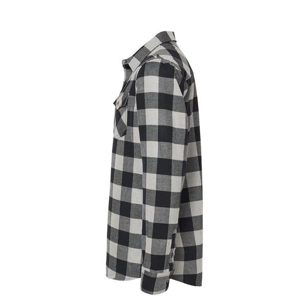 Black Sheep Icon Logo Flannel Shirt Light Grey - Black-Black Sheep Skate Shop