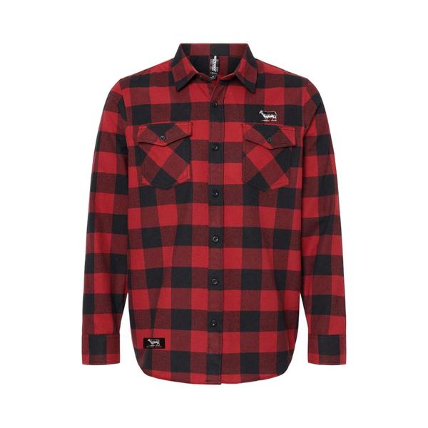 Black Sheep Icon Logo Flannel Shirt Red - Black-Black Sheep Skate Shop