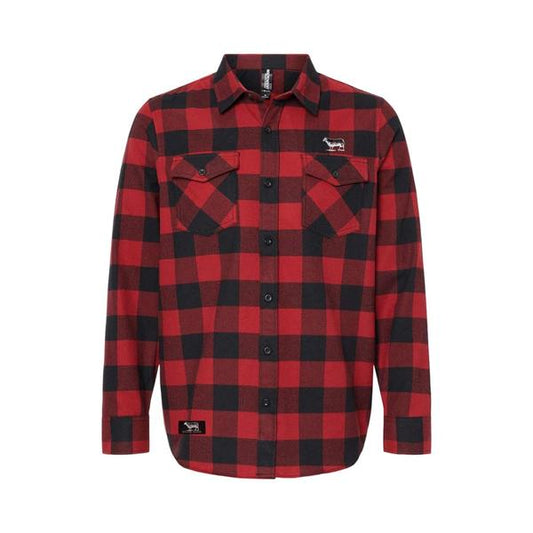 Black Sheep Icon Logo Flannel Shirt Red - Black-Black Sheep Skate Shop