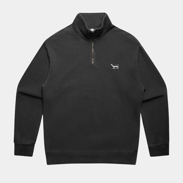 Black Sheep Icon Logo Relax Quarter Zip Fleece Faded Black-Black Sheep Skate Shop