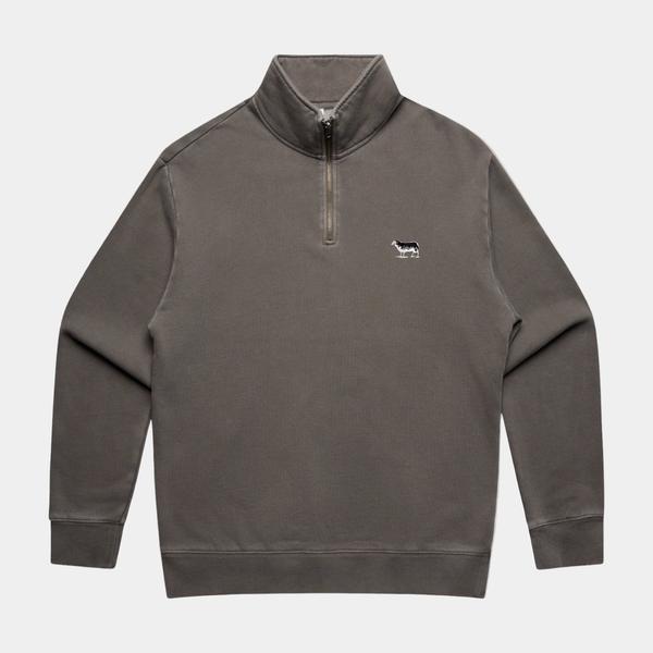 Black Sheep Icon Logo Relax Quarter Zip Fleece Faded Grey-Black Sheep Skate Shop