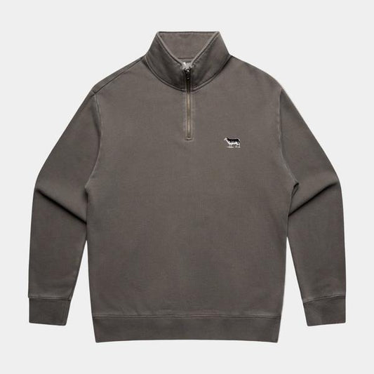 Black Sheep Icon Logo Relax Quarter Zip Fleece Faded Grey-Black Sheep Skate Shop