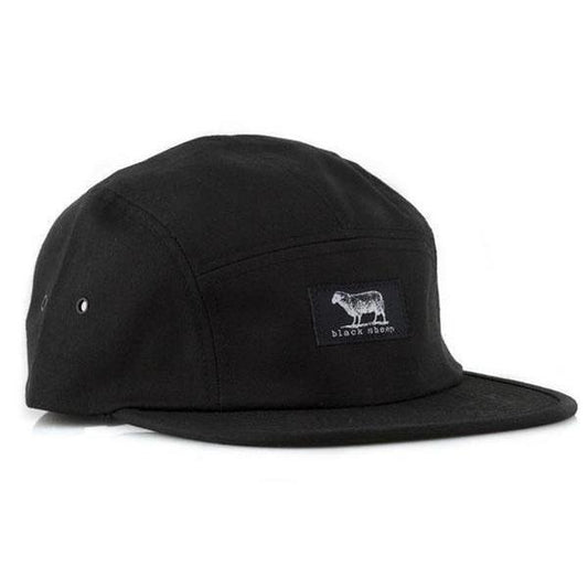 Black Sheep Label 5 Panel Hat Black-Black Sheep Skate Shop