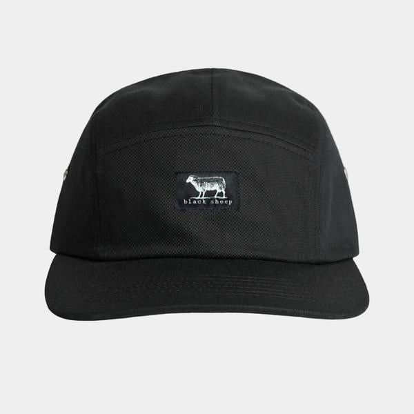 Black Sheep Label 5 Panel Hat Black-Black Sheep Skate Shop