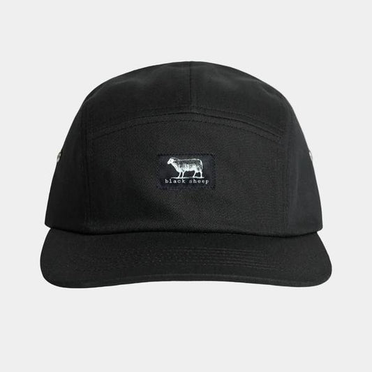Black Sheep Label 5 Panel Hat Black-Black Sheep Skate Shop