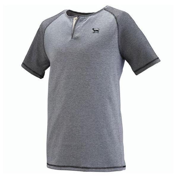 Black Sheep Linear Fusion Short Sleeve Henley Oxford Grey - Black Fusion-Black Sheep Skate Shop