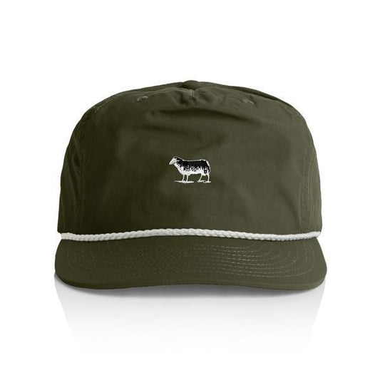 Black Sheep Nylon Rope "Surf Cap" Snapback Hat Army - White-Black Sheep Skate Shop