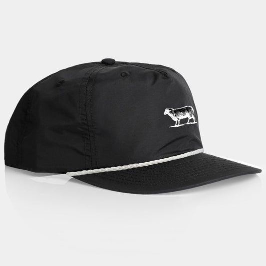 Black Sheep Nylon Rope "Surf Cap" Snapback Hat Black - White-Black Sheep Skate Shop
