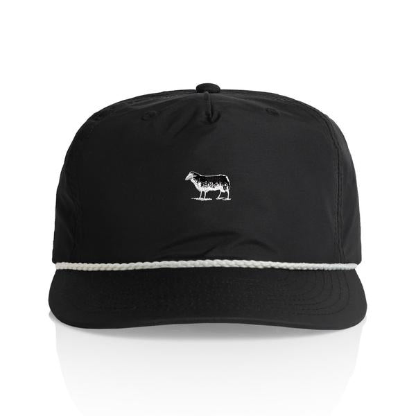 Black Sheep Nylon Rope "Surf Cap" Snapback Hat Black - White-Black Sheep Skate Shop