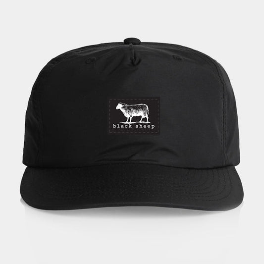 Black Sheep Nylon "Surf Cap" Snapback Hat - Black-Black Sheep Skate Shop