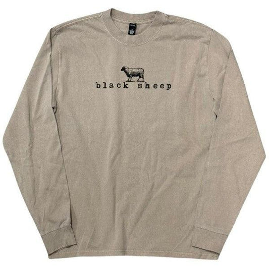 Black Sheep OG Logo Heavy Weight Faded Long Sleeve Tee Vintage Khaki-Black Sheep Skate Shop