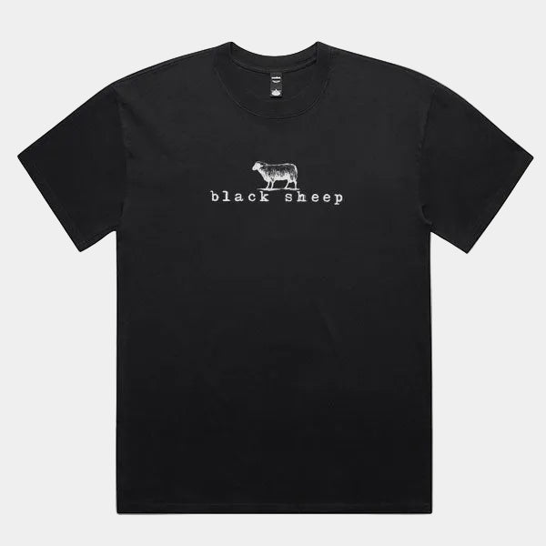 Black Sheep OG Logo Heavy Weight Faded Minus [-2"] Tee Faded Black-Black Sheep Skate Shop